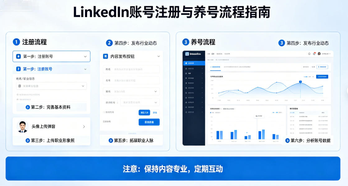 LinkedIn账号注册+养号流程：从新手到稳定使用